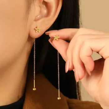 18k Gold Plated Small Daisy Tassel Earrings